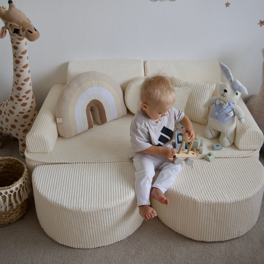Design4Kids Mini Spielsofa Jewel Cord Max Almond Beige