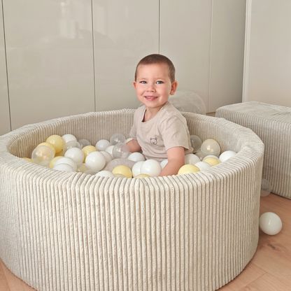Design4Kids Schaumspielset Jewel Cord mit Bällebad und 200 Bällen Vintage Beige