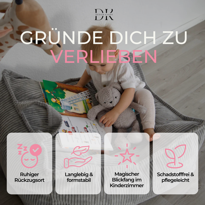 Design4Kids Kindersessel Jewel Cord eckig Marble Grey