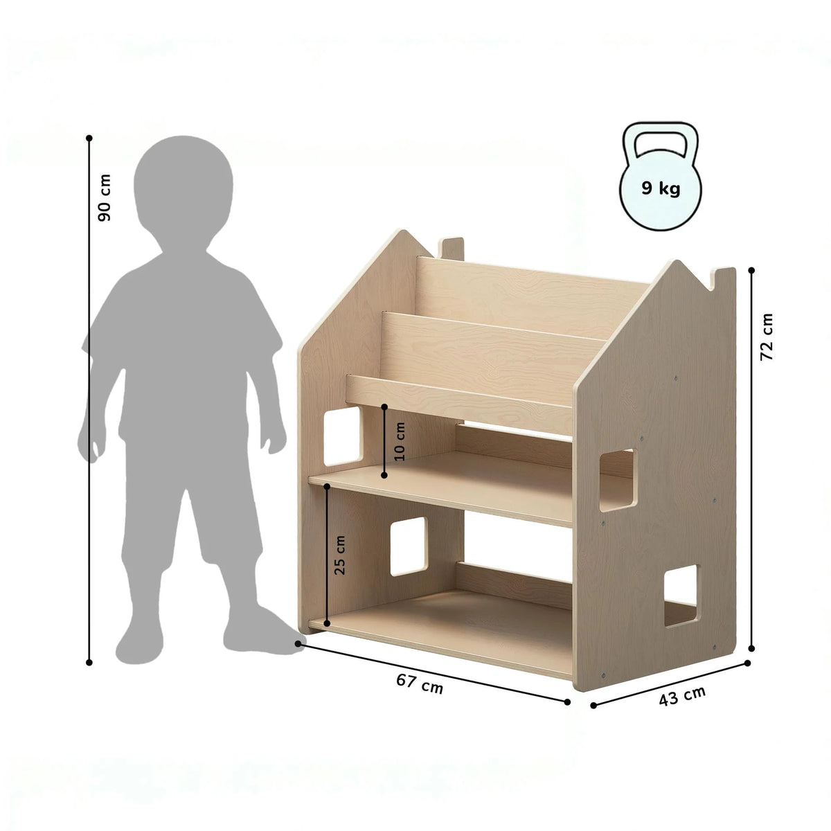 BusyKids Montessori 2-in-1 Bücherregal für Kinder