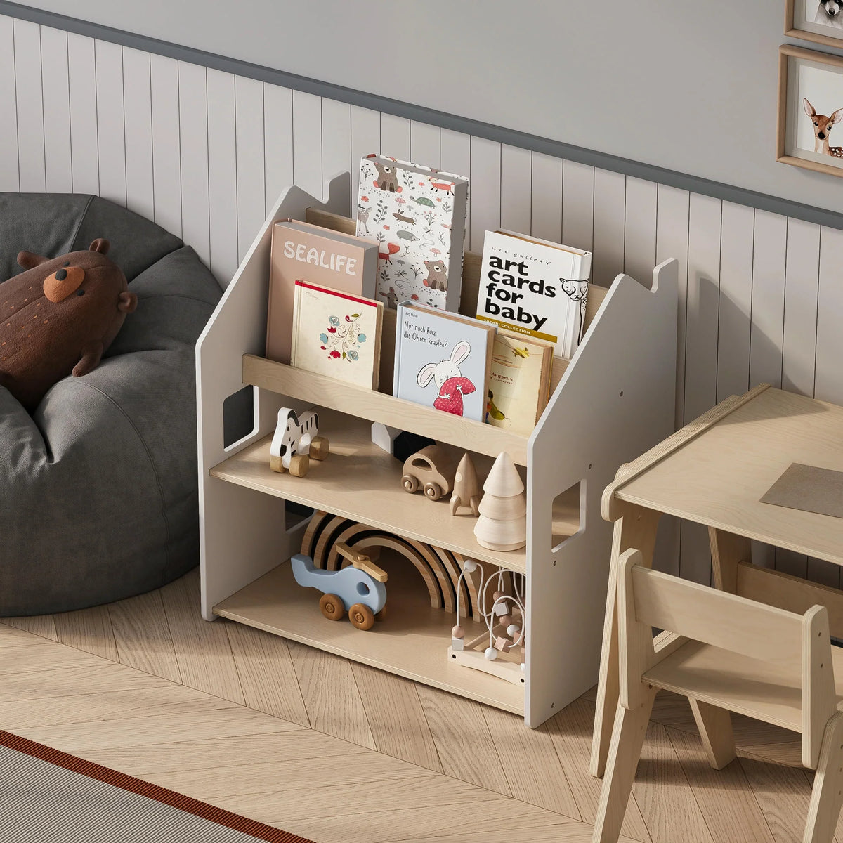 BusyKids Montessori 2-in-1 Bücherregal für Kinder