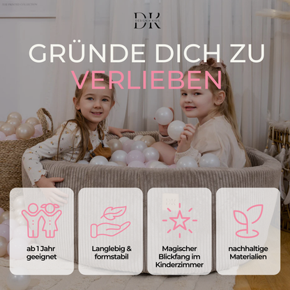 Design4Kids Bällebad Jewel 90x30cm Cord mit 200 Bällen - eigene Farbauswahl Hazelnut Taupe