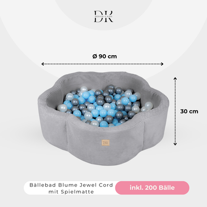 Design4Kids Bällebad Blume Jewel Cord mit Spielmatte, 200 Bälle - eigene Farbauswahl