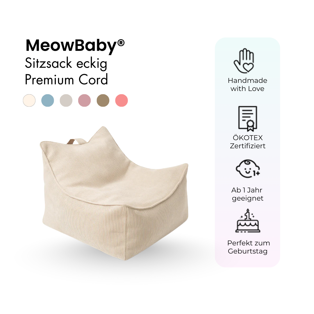 MeowBaby Kindersessel eckig - Slim Cord Edition