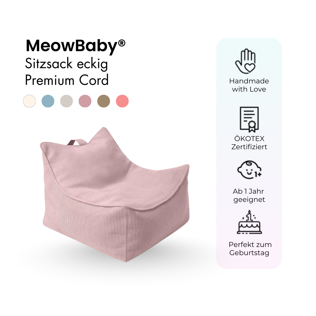 MeowBaby Kindersessel eckig - Slim Cord Edition