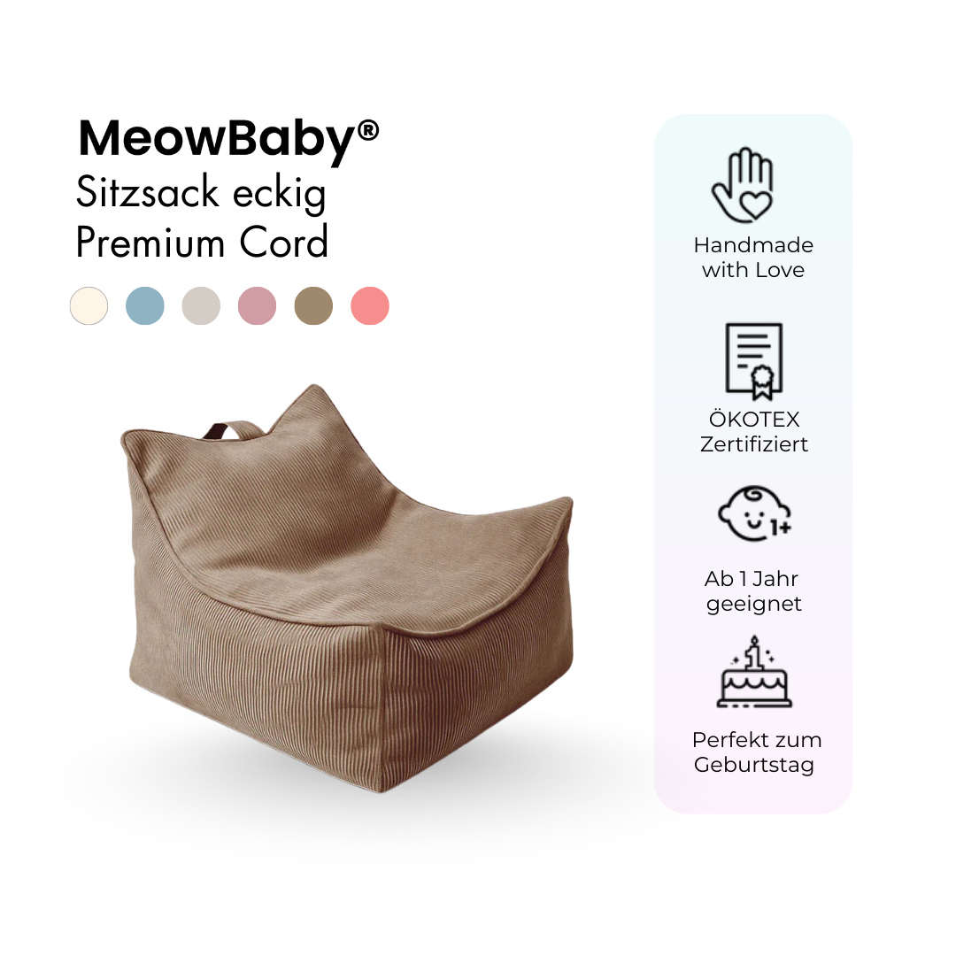 MeowBaby Kindersessel eckig - Slim Cord Edition