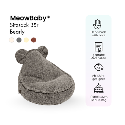 MeowBaby Beanbag Chair Bearly Bear - beige