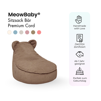 MeowBaby Sitzsack Bär Cord Premium - Slim Cord Edition