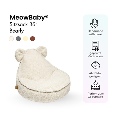 MeowBaby Beanbag Chair Bearly Bear - beige