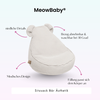 MeowBaby Sitzsack Ästhetik Cord Bär - Classic Cord Edition