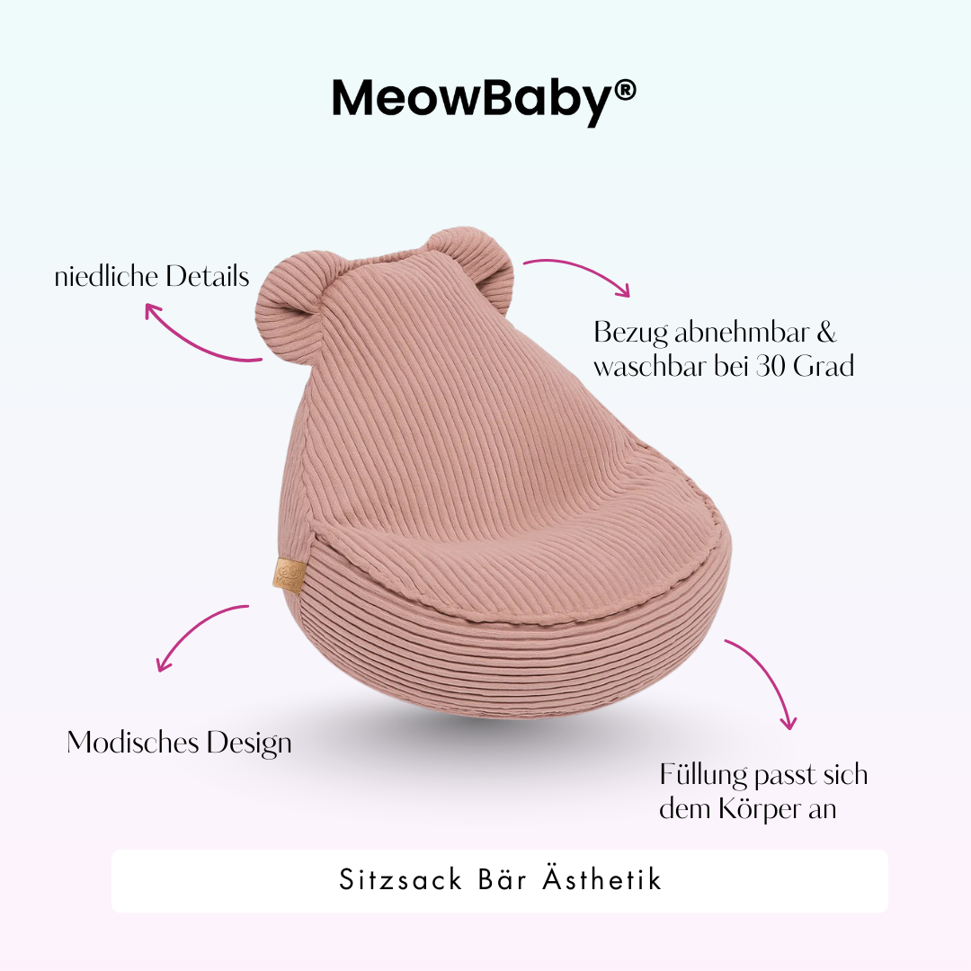 MeowBaby Sitzsack Ästhetik Cord Bär - Classic Cord Edition