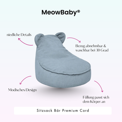 MeowBaby Sitzsack Bär Cord Premium - Slim Cord Edition