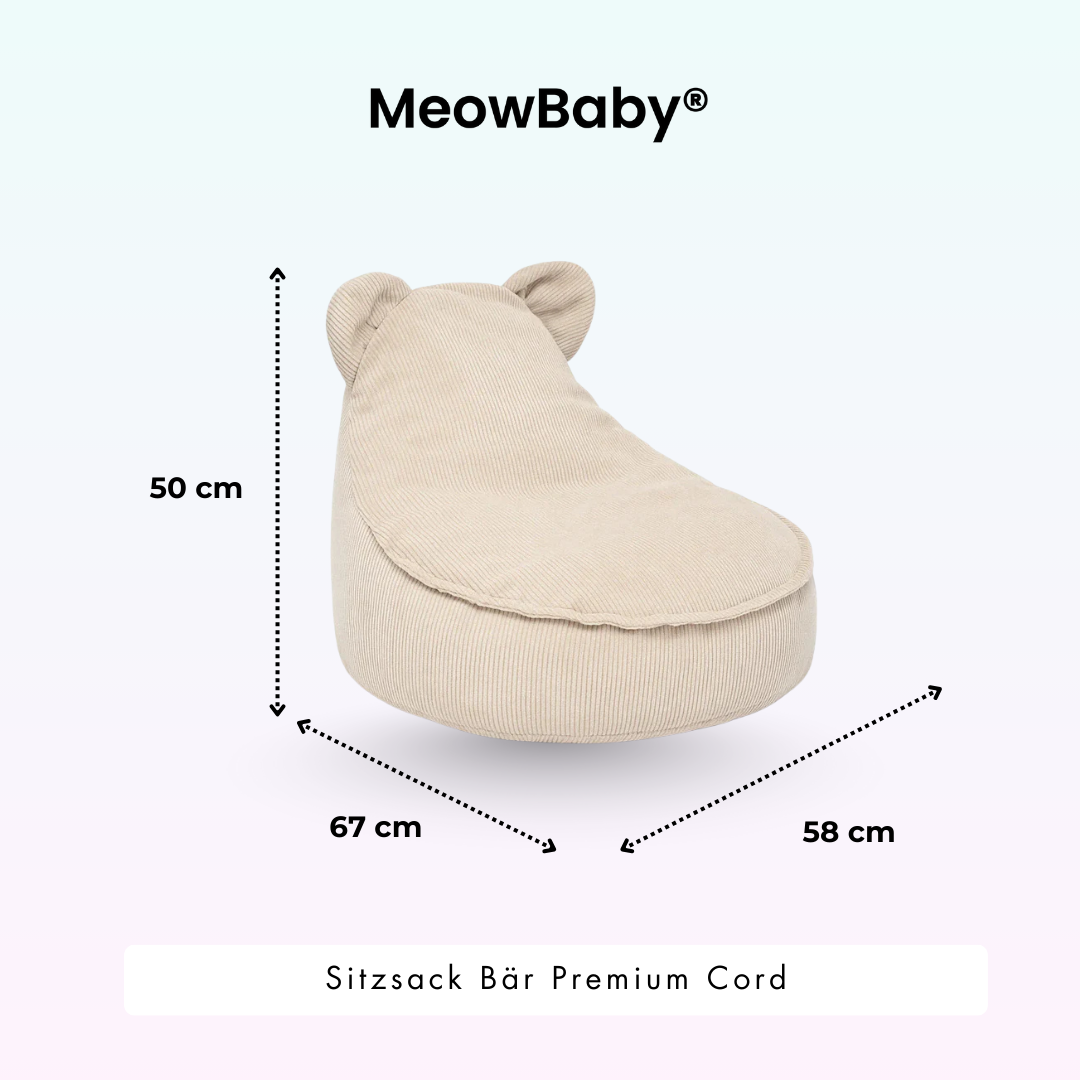 MeowBaby Sitzsack Bär Cord Premium - Slim Cord Edition
