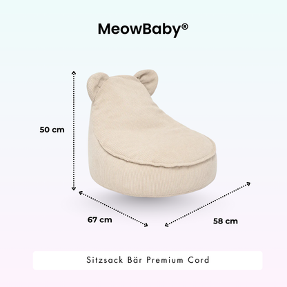 MeowBaby Sitzsack Bär Cord Premium - Slim Cord Edition