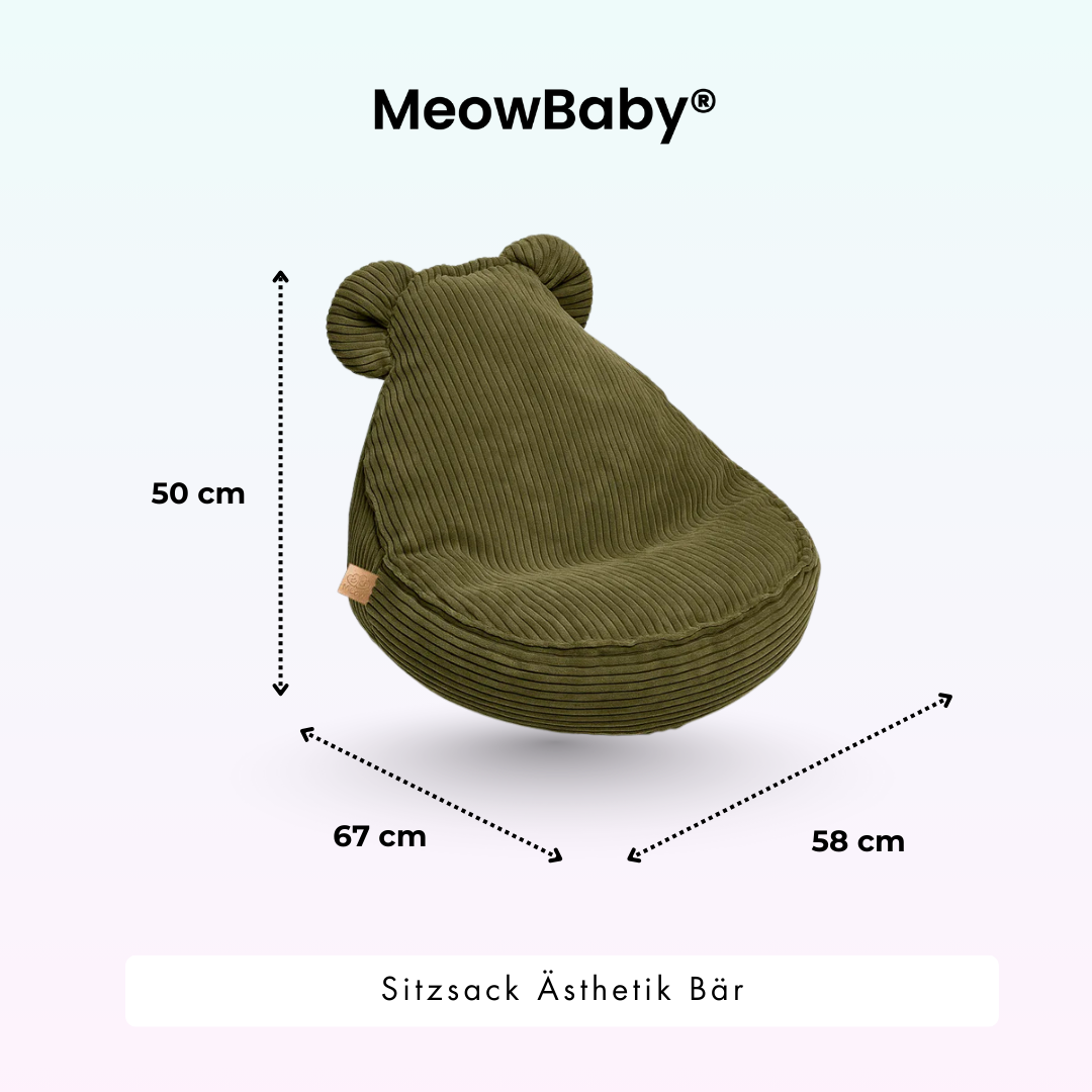 MeowBaby Sitzsack Ästhetik Cord Bär - Classic Cord Edition