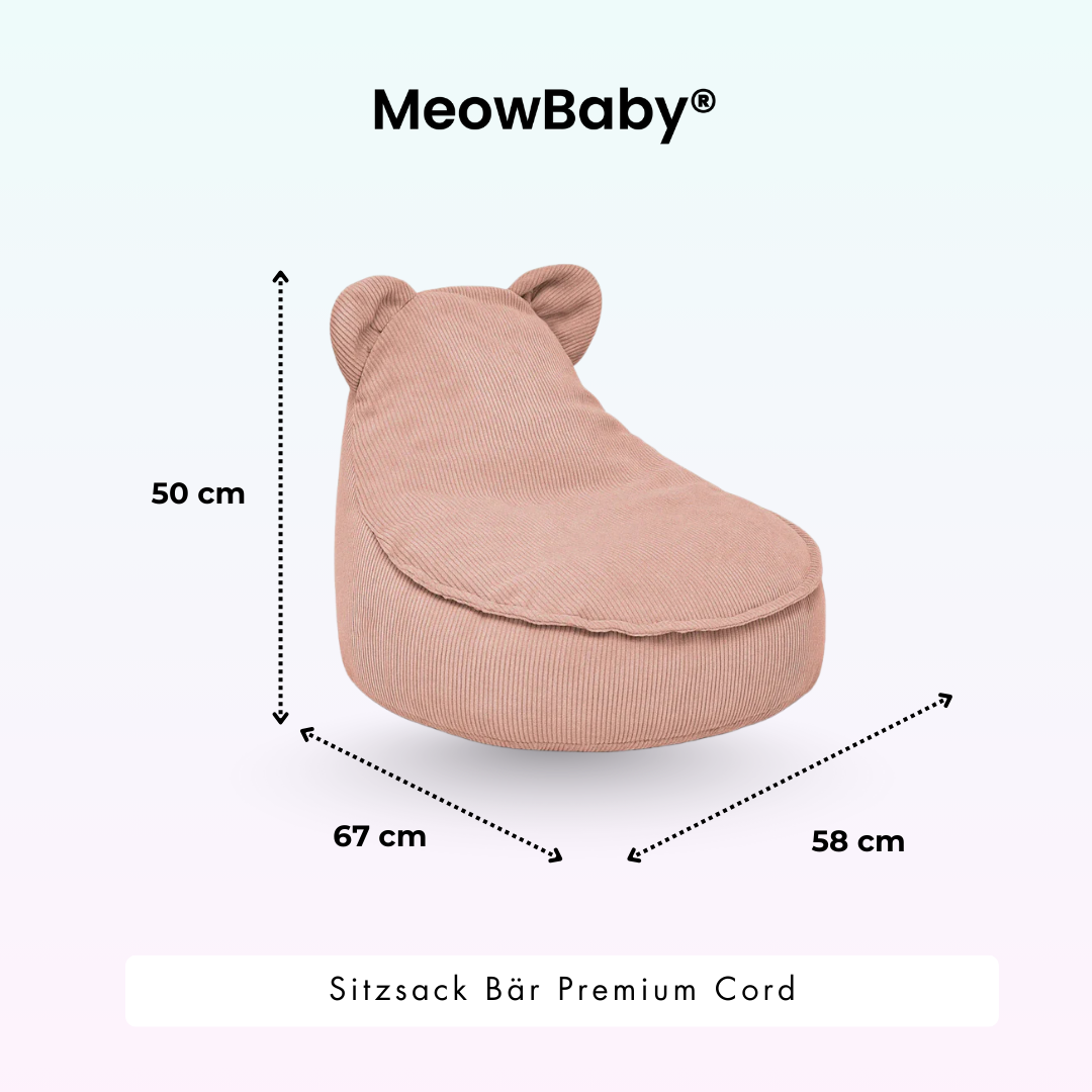 MeowBaby Sitzsack Bär Cord Premium - Slim Cord Edition