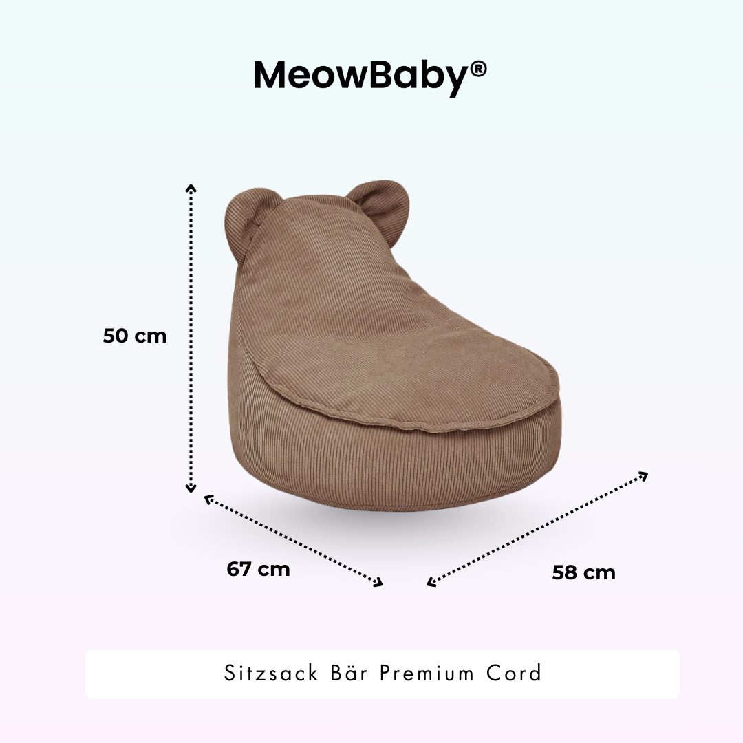 MeowBaby Sitzsack Bär Cord Premium - Slim Cord Edition