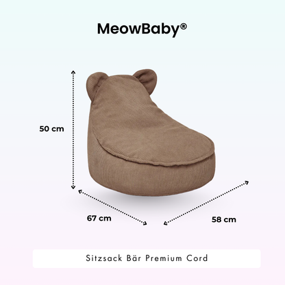 MeowBaby Sitzsack Bär Cord Premium - Slim Cord Edition