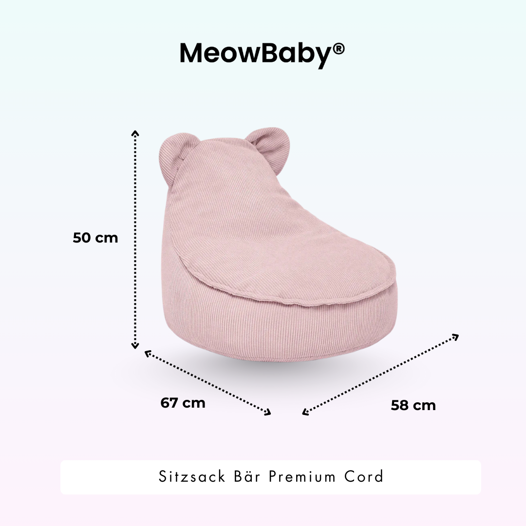 MeowBaby Sitzsack Bär Cord Premium - Slim Cord Edition