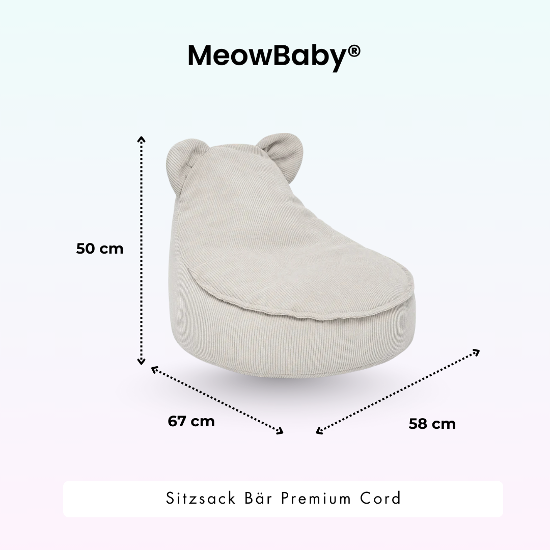 MeowBaby Sitzsack Bär Cord Premium - Slim Cord Edition