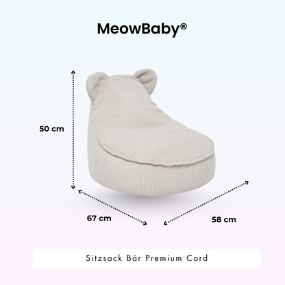 MeowBaby Sitzsack Bär Cord Premium - Slim Cord Edition