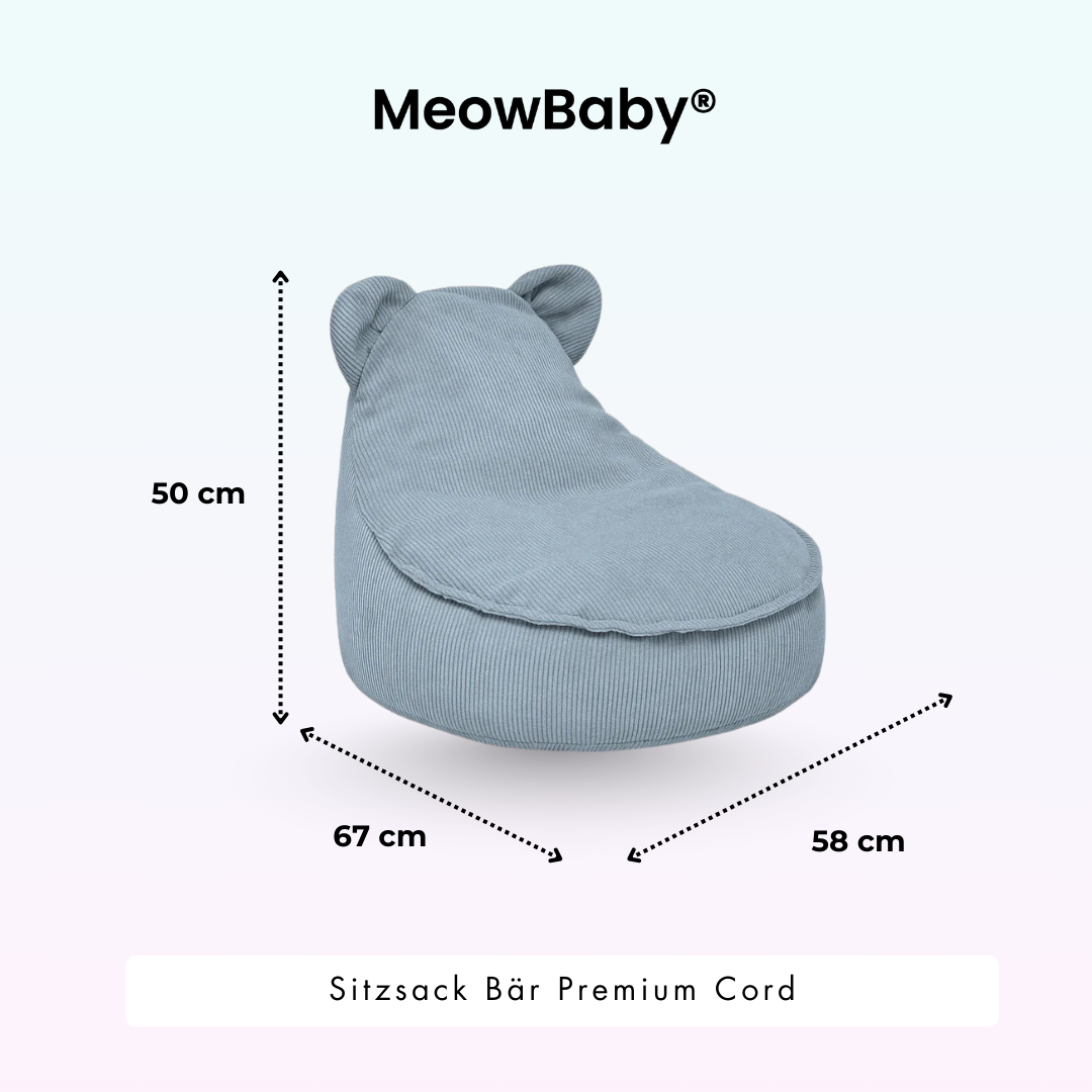 MeowBaby Sitzsack Bär Cord Premium - Slim Cord Edition