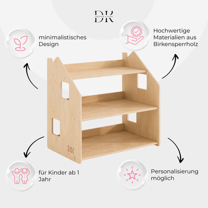 Design4Kids Montessori Spielzeugregal für Kinder – Natur