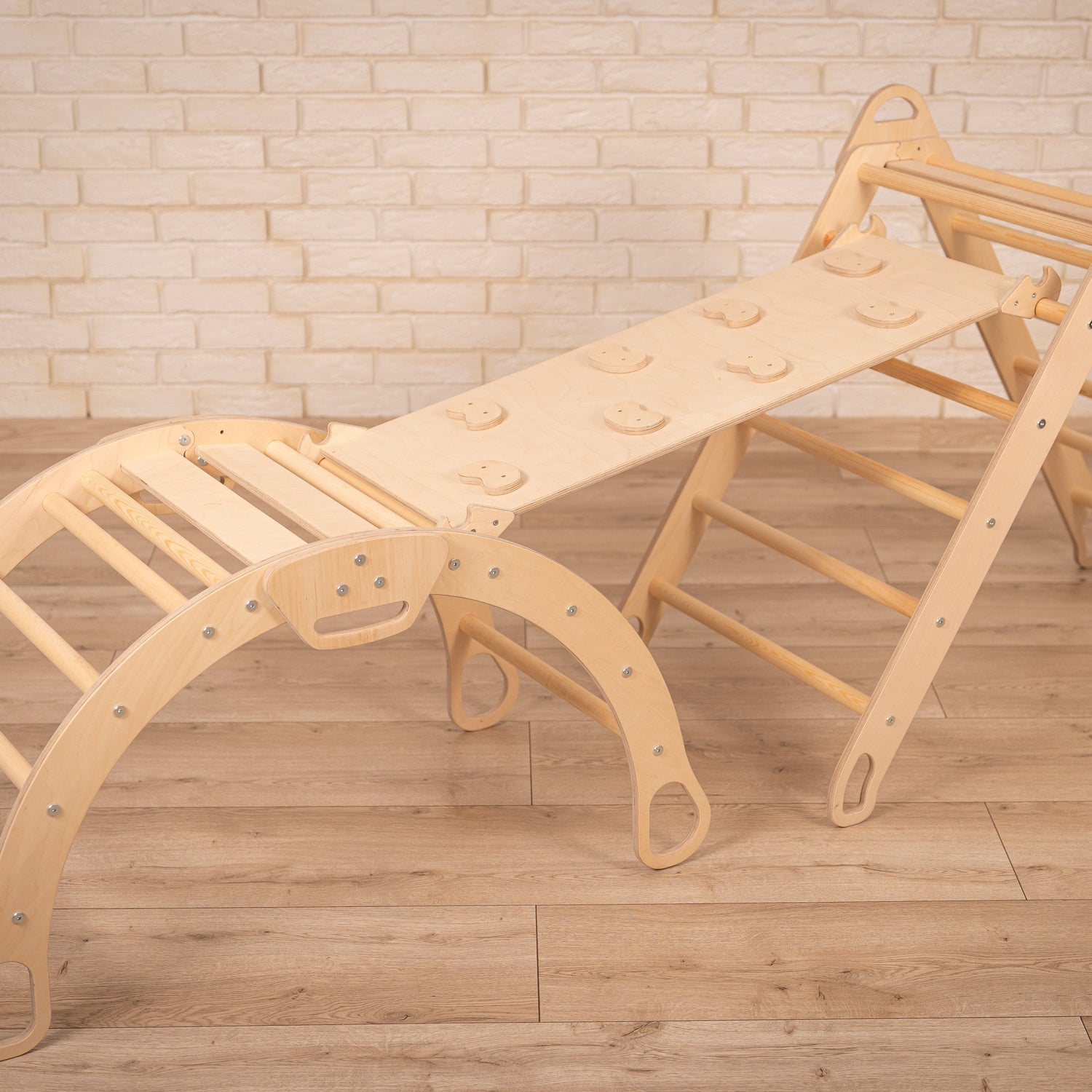 Design4Kids 3-in-1 Montessori Kletterset L - Kletterdreieck, Rutsche &amp; Wippe