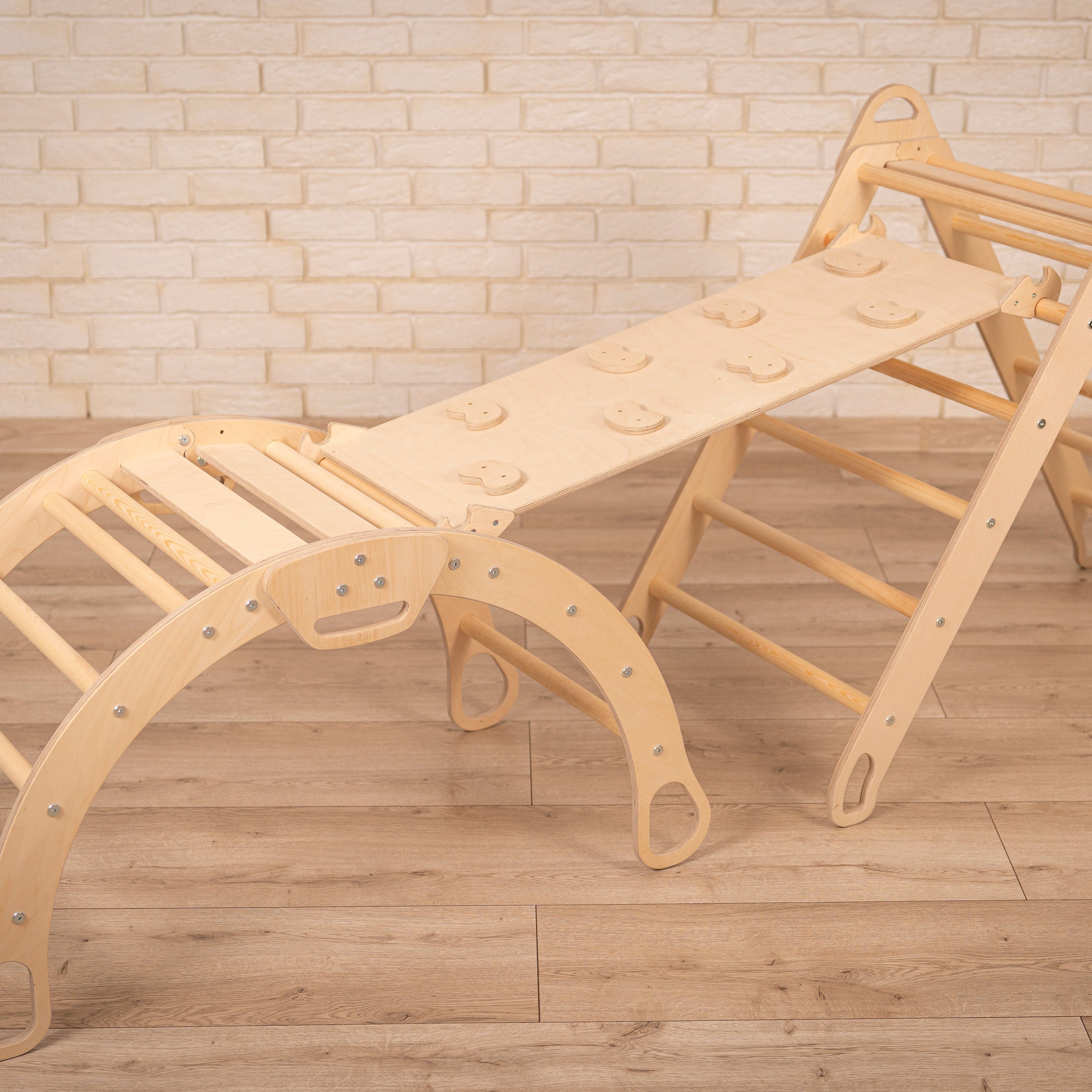 Design4Kids 3-in-1 Montessori Kletterset L - Kletterdreieck, Rutsche &amp; Wippe