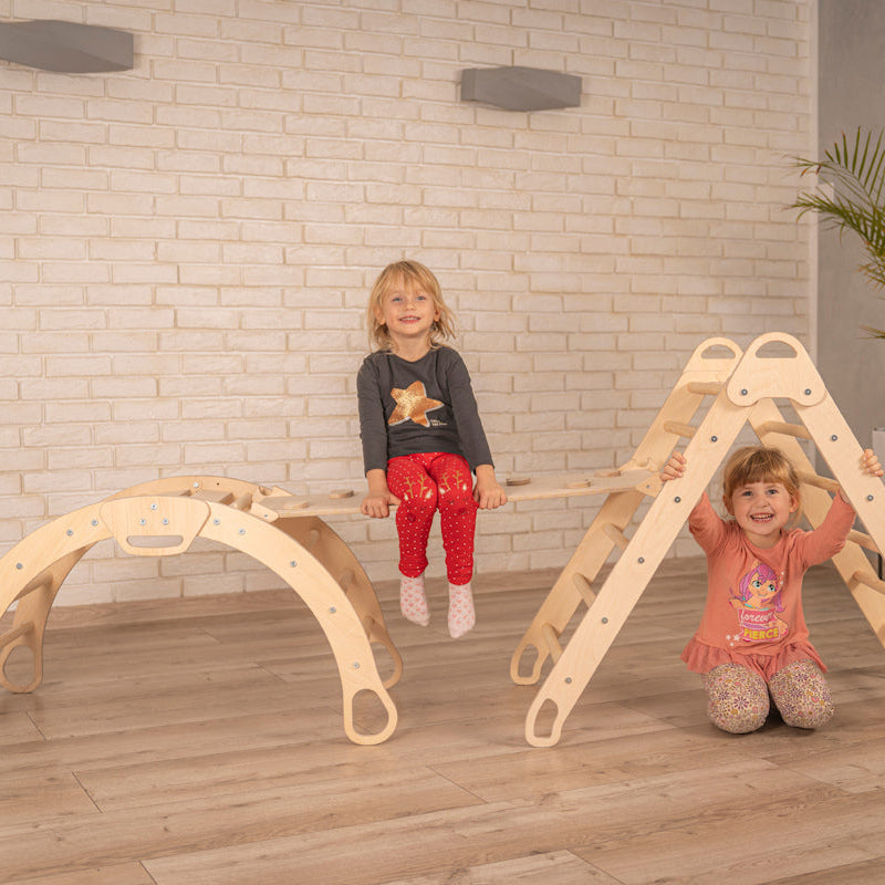 Design4Kids 3-in-1 Montessori Kletterset L - Kletterdreieck, Rutsche &amp; Wippe
