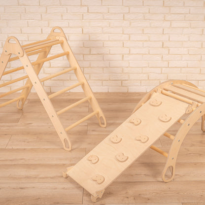 Design4Kids 3-in-1 Montessori Kletterset L - Kletterdreieck, Rutsche &amp; Wippe