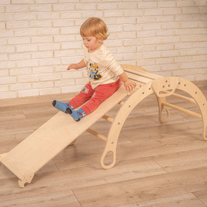 Design4Kids 3-in-1 Montessori Kletterset L - Kletterdreieck, Rutsche &amp; Wippe