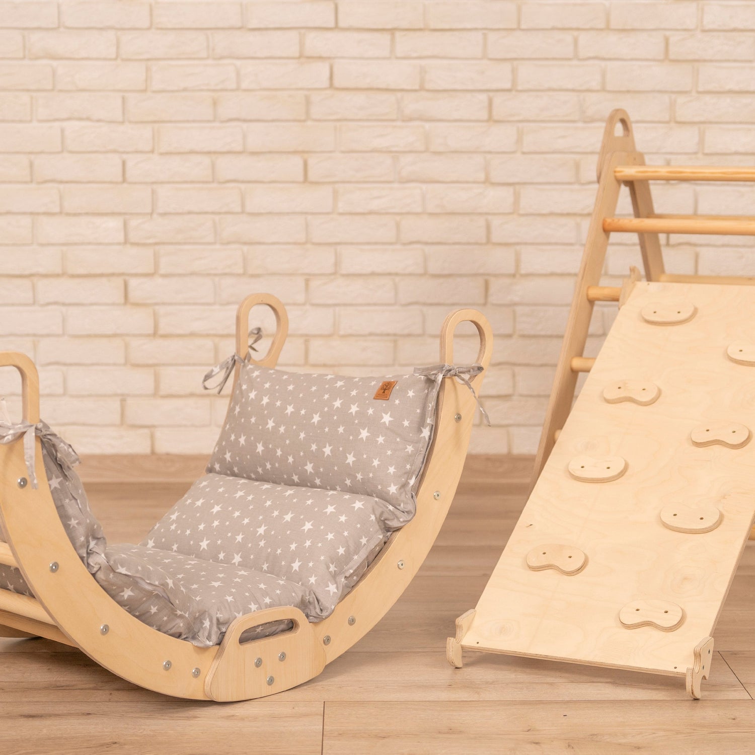 Design4Kids 3-in-1 Montessori Kletterset L - Kletterdreieck, Rutsche &amp; Wippe