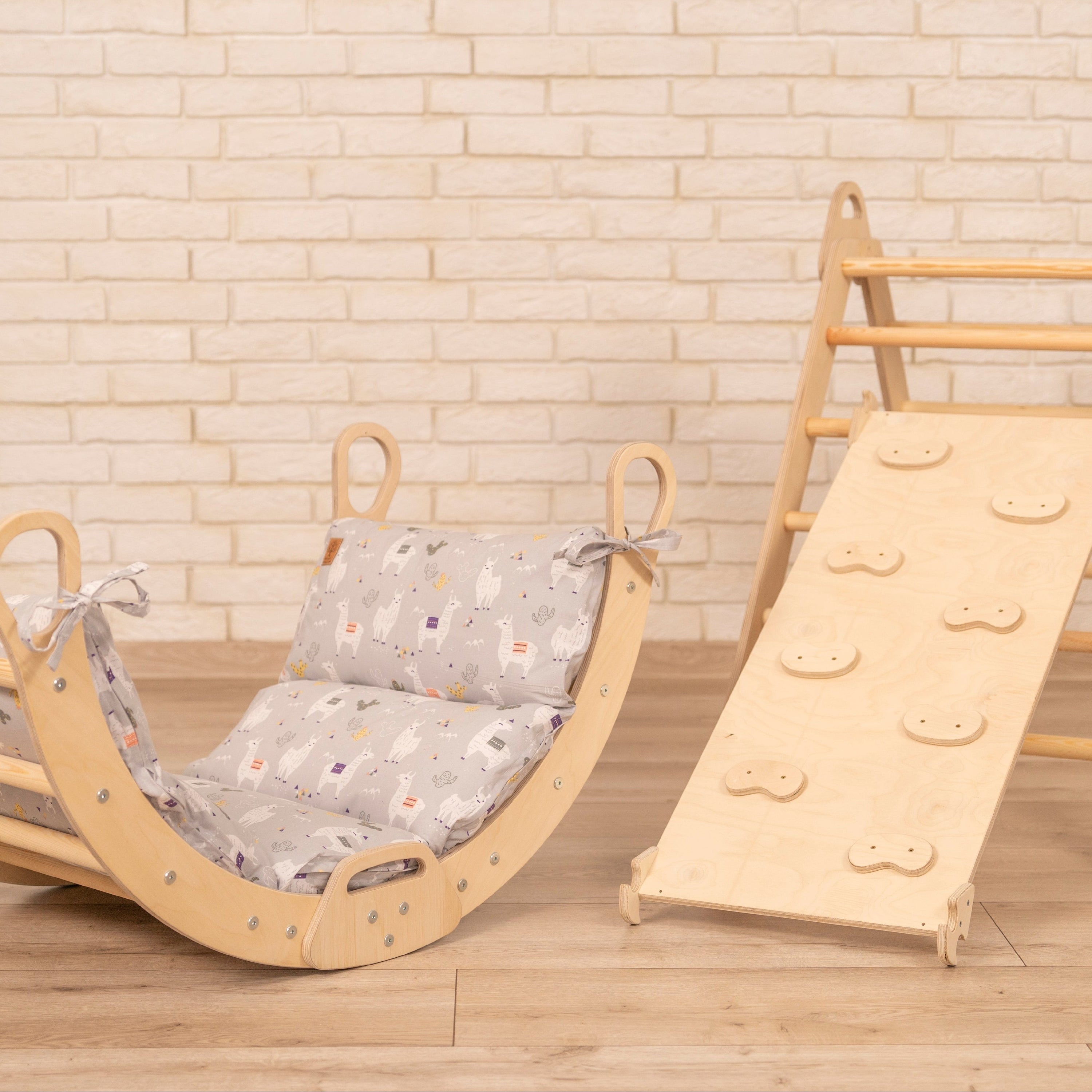 Design4Kids 3-in-1 Montessori Kletterset L - Kletterdreieck, Rutsche &amp; Wippe