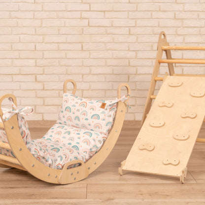 Design4Kids 3-in-1 Montessori Kletterset L - Kletterdreieck, Rutsche &amp; Wippe
