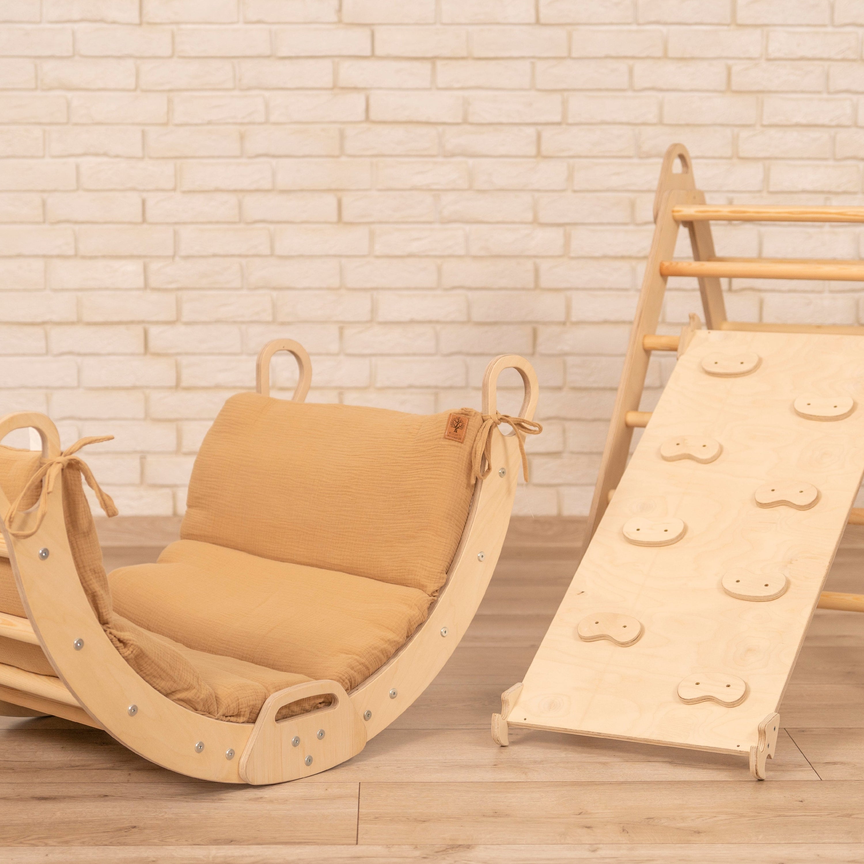Design4Kids 3-in-1 Montessori Kletterset L - Kletterdreieck, Rutsche &amp; Wippe