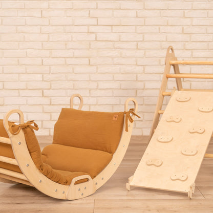 Design4Kids 3-in-1 Montessori Kletterset L - Kletterdreieck, Rutsche &amp; Wippe