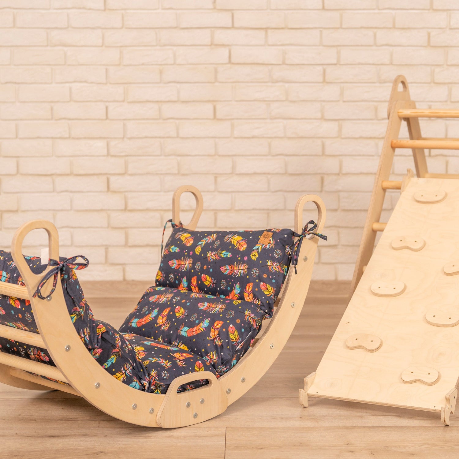 Design4Kids 3-in-1 Montessori Kletterset L - Kletterdreieck, Rutsche &amp; Wippe