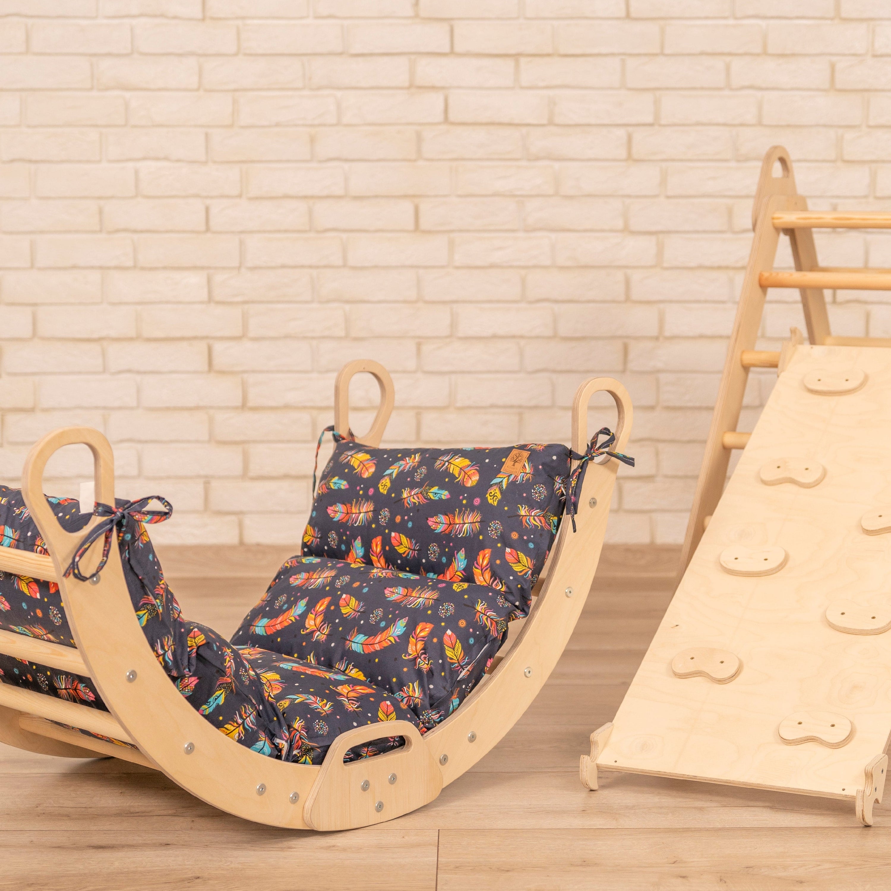 Design4Kids 3-in-1 Montessori Kletterset L - Kletterdreieck, Rutsche &amp; Wippe