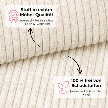 Design4Kids Kindersessel Jewel Cord eckig Almond Beige