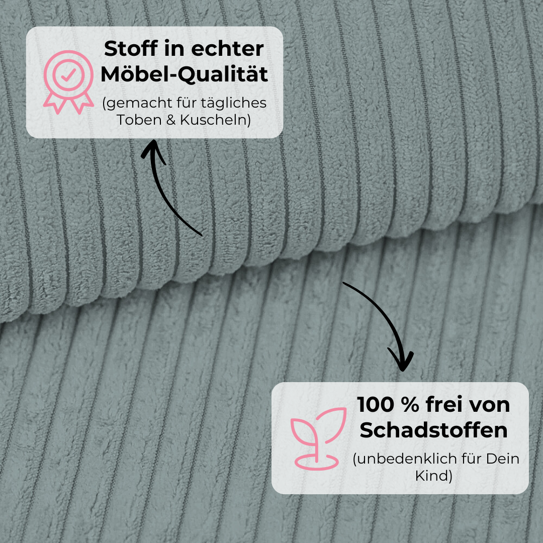 Design4Kids Kindersessel Jewel Cord eckig Cozy Mint