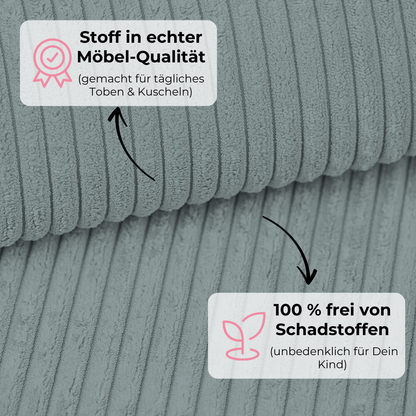 Design4Kids Kindersessel Jewel Cord eckig Cozy Mint