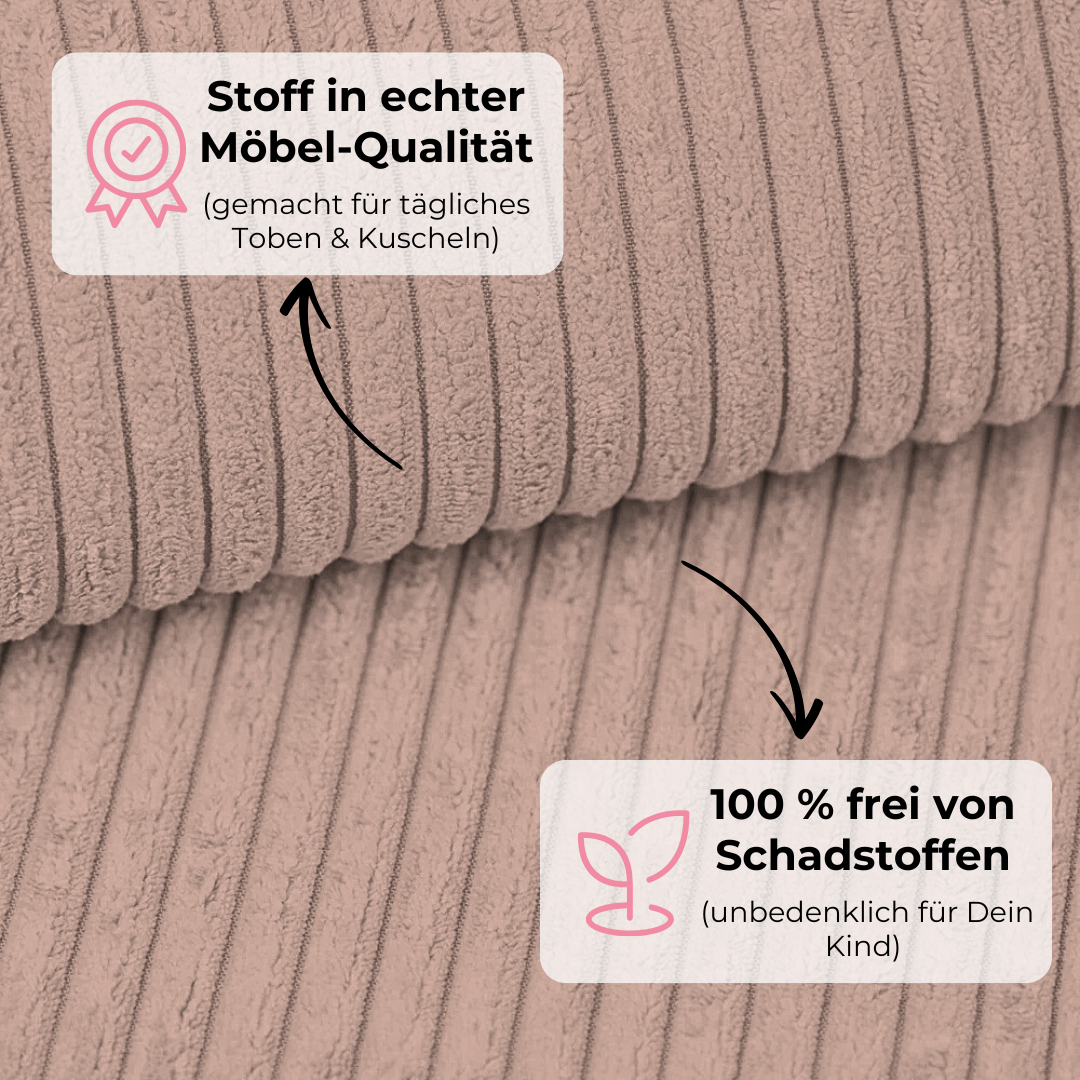 Design4Kids Kindersessel Jewel Cord eckig Blushed Rose