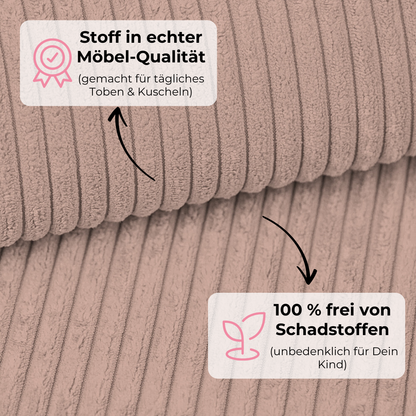 Design4Kids Kindersessel Jewel Cord eckig Blushed Rose