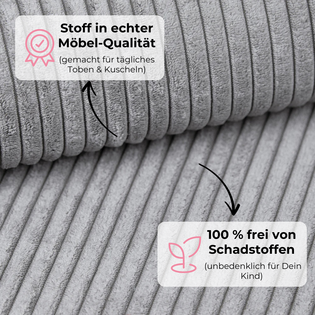 Design4Kids Kindersessel Jewel Cord eckig Marble Grey