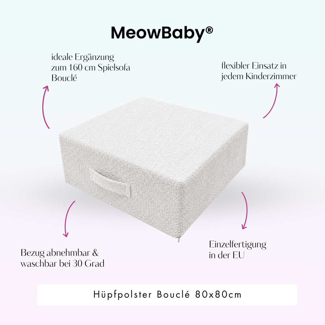 MeowBaby Hüpfpolster Bouclé - 80x80cm