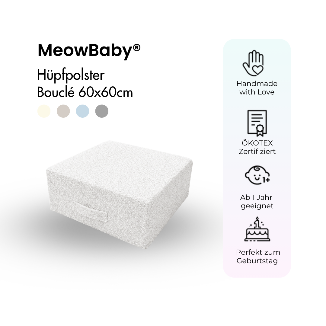MeowBaby Hüpfpolster Bouclé - 60x60cm
