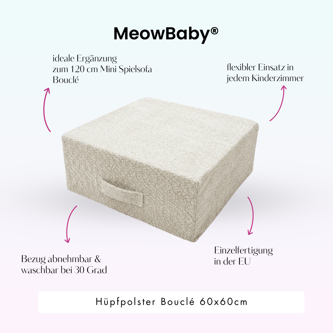 MeowBaby Hüpfpolster Bouclé - 60x60cm