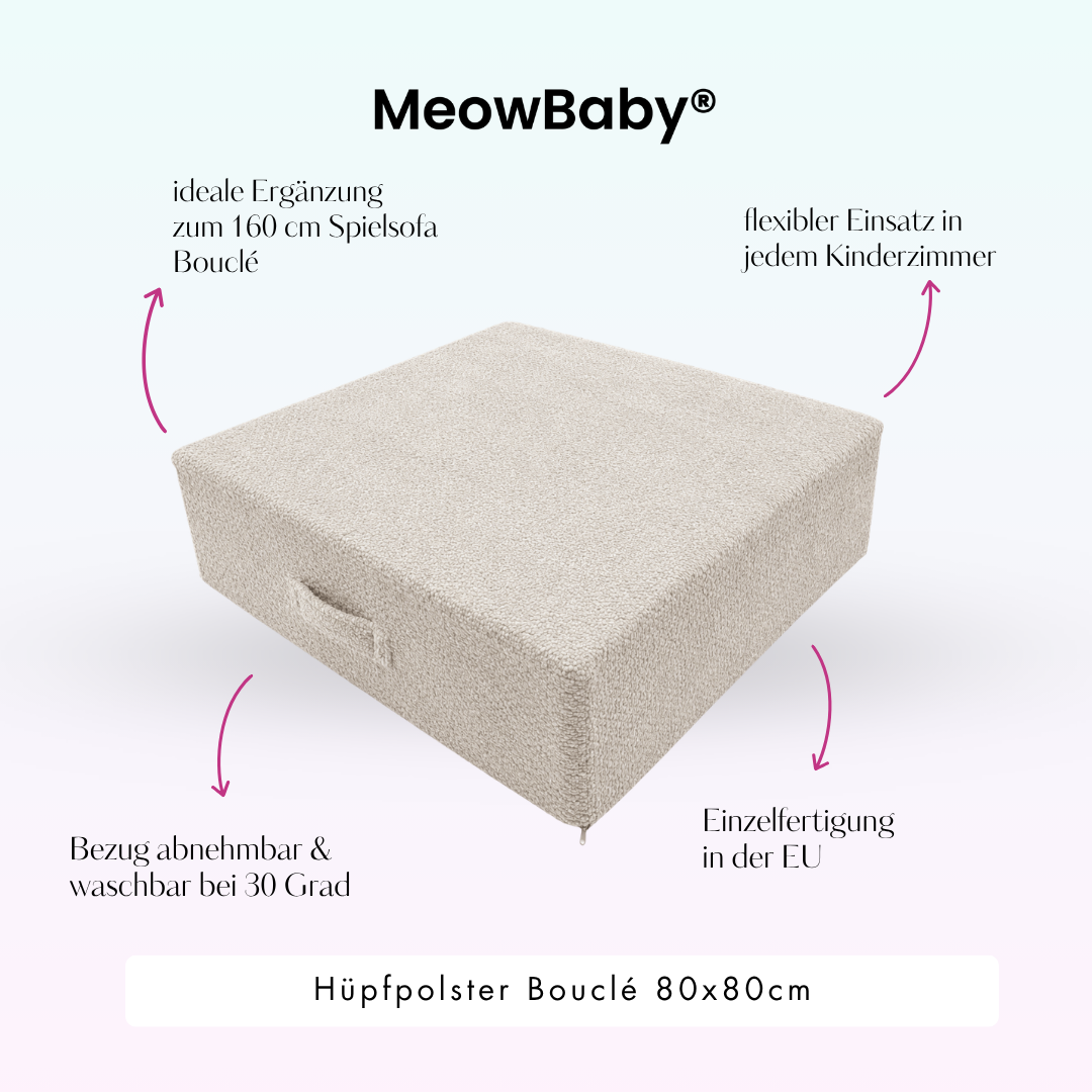 MeowBaby Hüpfpolster Bouclé - 80x80cm