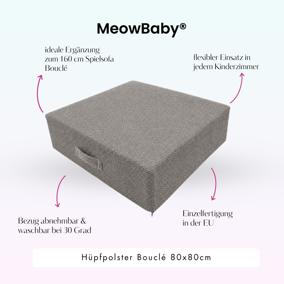 MeowBaby Hüpfpolster Bouclé - 80x80cm